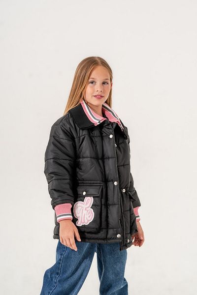 GİYİCEM Palton puf pentru fete cu guler tricotat