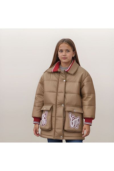 GİYİCEM Girl's Collar Knitwear Inflatable Coat