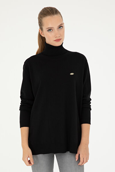 U.S. Polo Assn. Kadın Siyah Basic Boğazlı Kazak 50294570-VR046