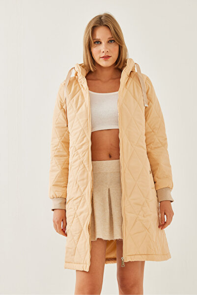 Bianco Lucci Women's Diamond Patterned Hooded Coat 5138 60351129