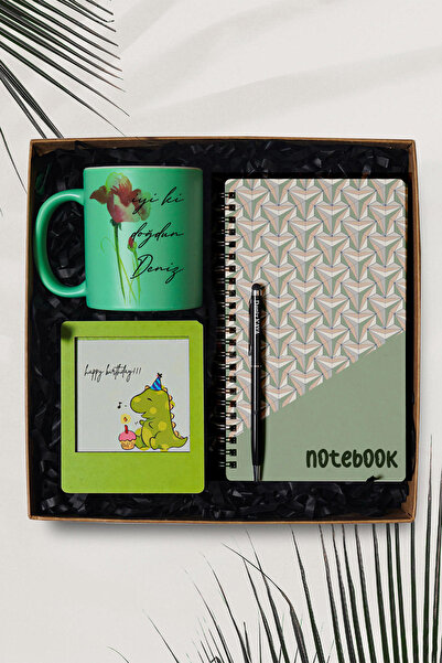 TrendHediye Doğum Günü Özel Kupa, Defter, Kişiye Özel Kalem, Çerçeve Hediye Seti
