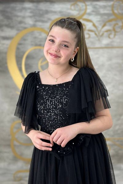 ABİYEKİDS Black Sequined Tulle Garsonboy Girl's Evening Dress for Ages 10/14 Aby154