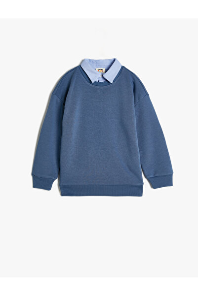 Koton Okul Gömleği Yaka Detaylı Uzun Kollu Pamuklu Okul Sweatshirt