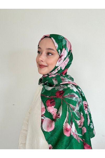 Modakaşmir شال من الخيزران اللامع بنمط زهرة الحوض