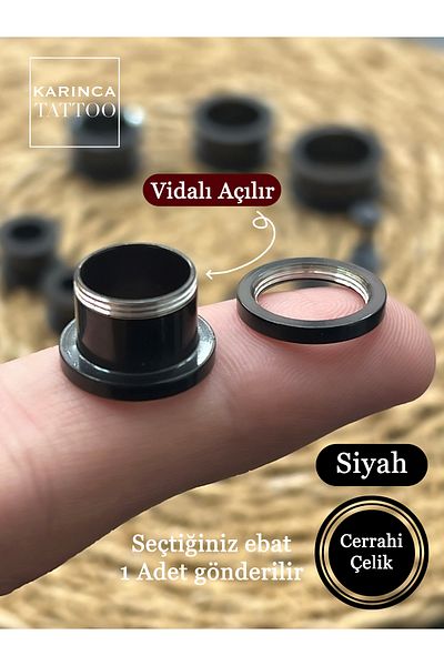 Karınca Piercing Black Surgical Steel Tunnel Piercing
