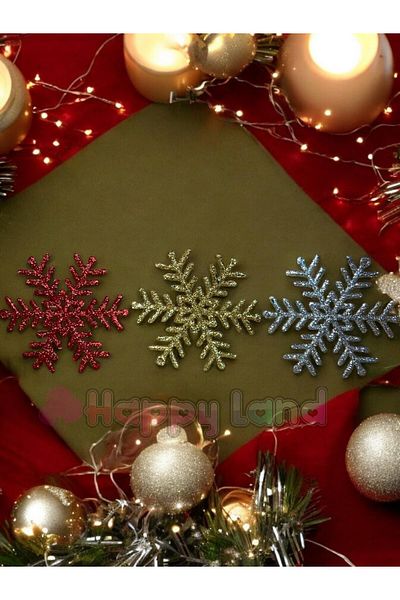 Happyland Christmas Pine Tree 3-Piece Snowflake Ornament 3 Colors Christmas Snowflake Ornament