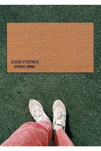 DefLife Home Good Friends Bring Wine Door Mat / Koko Mat