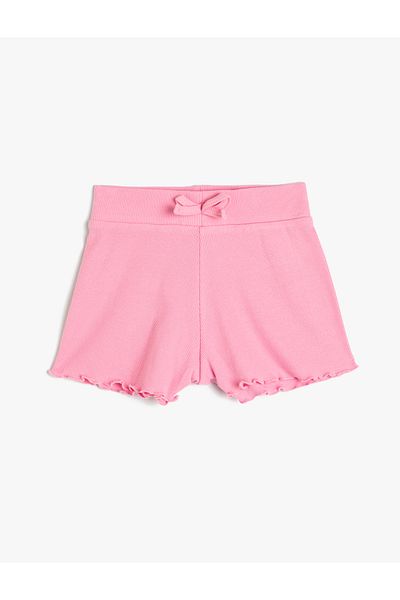 Koton Cotton Ruffle Shorts - Elastic Waist and Ribbed