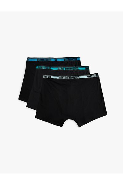 Koton Cotton Slim Fit 3 Piece Boxer Set - Slogan Printed
