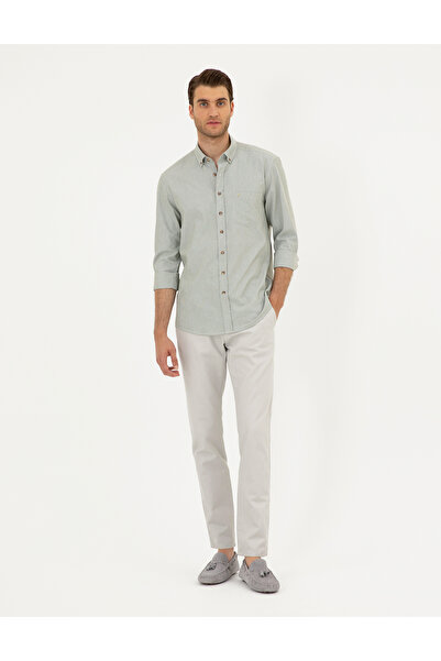 Pierre Cardin Μακρυμάνικο πουκάμισο χακί κανονικής εφαρμογής 50296061-VR027