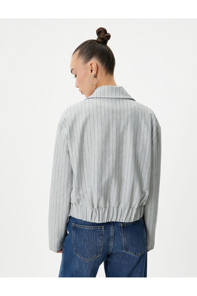 Koton Bomber Jacket Kapsa na límci košile na zip Pohodlný střih