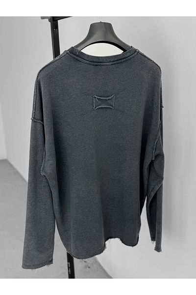 BYBASICMAN Black Reverse Stitching Washable Sweatshirt V-10-40