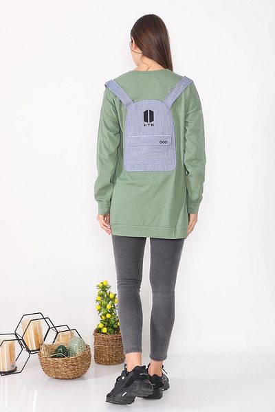Alışveriş Sokağı Casual Design Tunic with Bag Detail on the Back