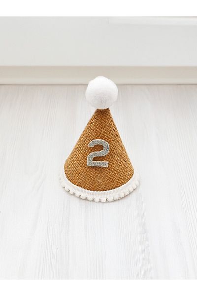 Artikel 2 Years Old Jute Fabric Natural Pompom Party Hat