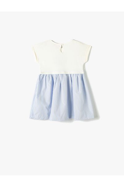 Koton Striped Dress Short Sleeve Crew Neck Cotton Buttoned