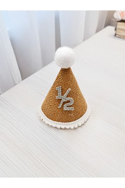 Artikel Half Age, 6 Months Jute Fabric Natural Pompom Party Hat