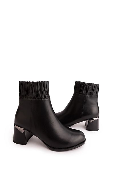 Gondol Cizme de damă din piele naturală - gleznă din cauciuc, toc cu design elegant ast.8504