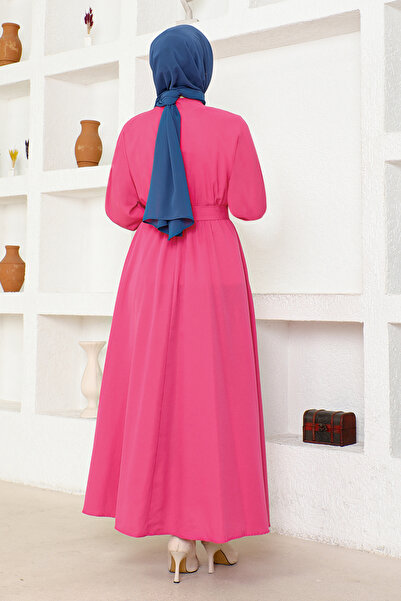 ModaMerve Fuchsia Belted Dress - End5415