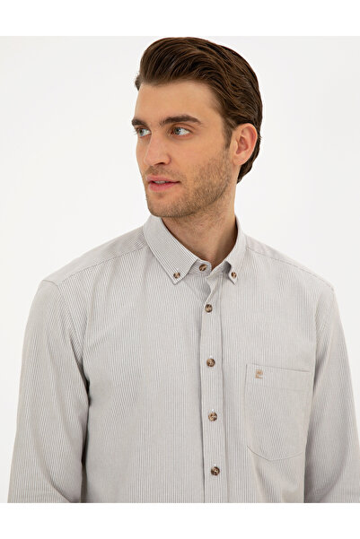 Pierre Cardin Bej Regular Fit Uzun Kollu Gömlek 50296061-VR011