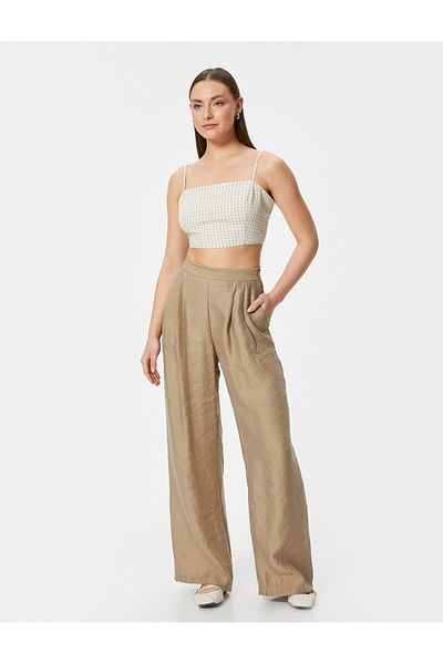Koton Crop Top aus Leinenmischung mit dünnen Trägern und Gingham-Muster