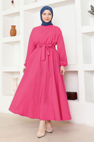 ModaMerve Fuchsia Belted Dress - End5415