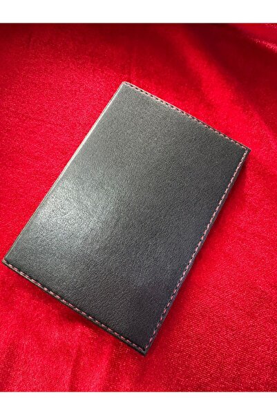 ATTA PAZARLAMA Siyah Deri Kırmızı Dikişli Ruhsat Kabı,kılıfı, Ruhsatlık, Cüzdan