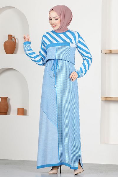 ModaMerve Rochie albastră de tricotaj - MSL1116