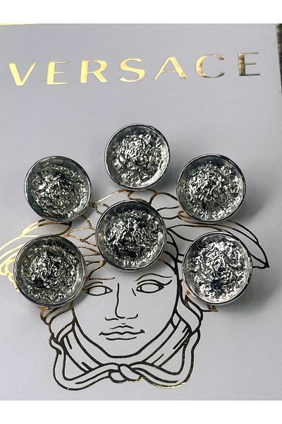 ODDA TASARIM ATÖLYESİ New Collection - Pool Model Wrinkled Silver Color Coat and Jacket Button Set (2.3cm)