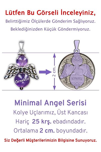 TAŞ SEPETİ Gerçek Kehribar Doğal Taşı Minimal Melek Model A Kalite Zincirli Kolye Ucu