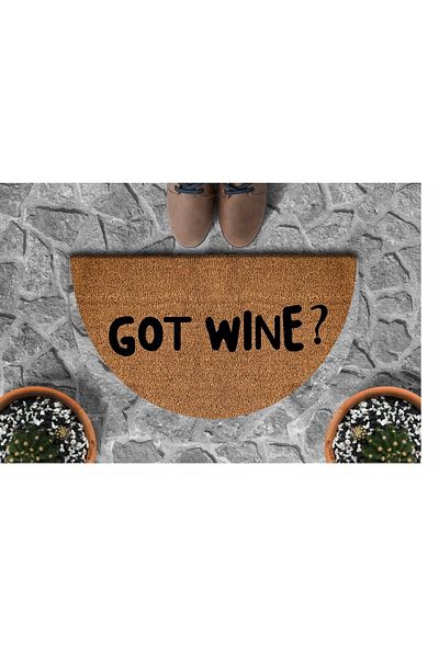 DefLife Home Got Wine?Door Mat / Half Moon Koko Mat