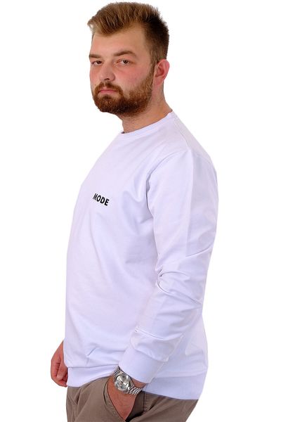 ModeXL Ανδρικός γιακάς ποδηλάτου φούτερ - Μεγάλο μέγεθος PEACE U24526 Λευκό μπλουζάκι φούτερ