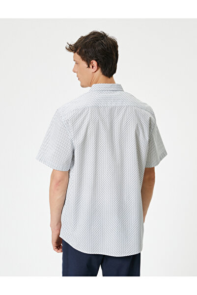 Koton Βαμβακερό κοντομάνικο πουκάμισο - Μίνιμαλ στάμπα, Κλασικός γιακάς