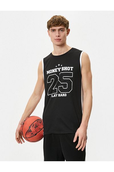 Koton Übergroßes Sportler-Tanktop mit Slogan-Print, ärmellos und Rundhalsausschnitt
