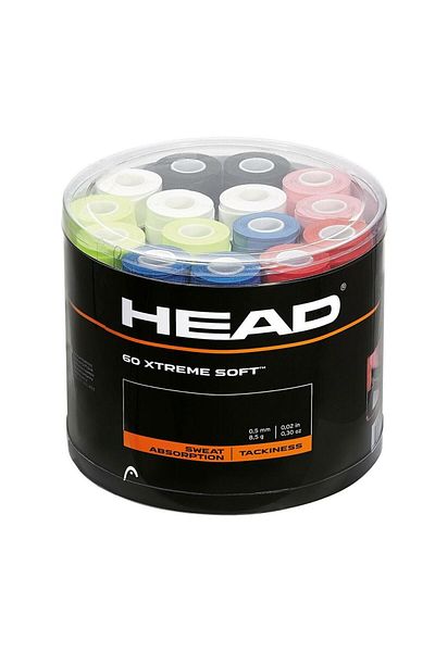 Head Extreme Soft Racquet Overgrip 60 Pack - Assorted Jar of Tennis Racket Grip Tape