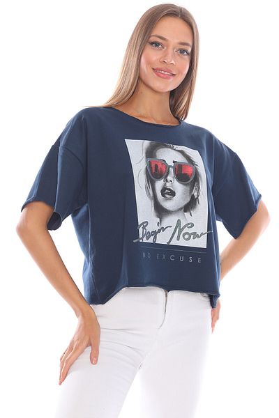 Alışveriş Sokağı Hanorac de damă albastru cu design casual imprimat