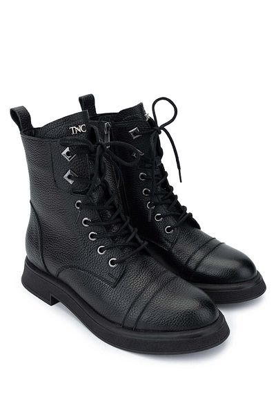 Tamer Tanca Women's Genuine Leather Black Floater Casual Boots
