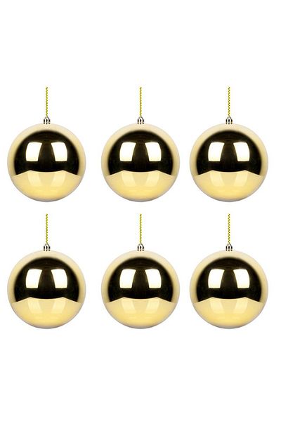 Parti Adresi Christmas Balls Pine Tree Ornaments Gold Color 6 cm 6 Pcs