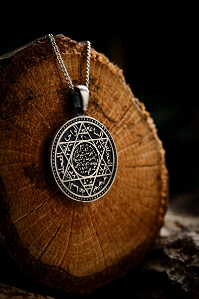 Ebrar Silver Gümüş Mührü Süleyman Kolye Mat 925 Ayar Gümüş Süleyman Peygamber...