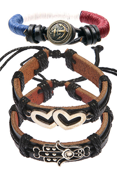 Dejavu حزمة سوار للجنسين بحجم قابل للتعديل مع تفاصيل حبل وجلد