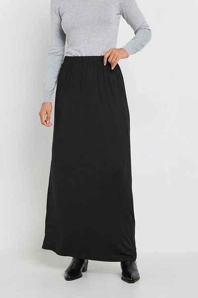 Stil Diva Large Size Straight Cut Pocketless Elastic Waist Flexible Cut Maxi Skirt 351002