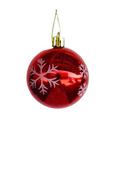 Parti Adresi Christmas Balls Snowflake Patterned Pine Tree Ornaments Red 6 cm Pack of 6