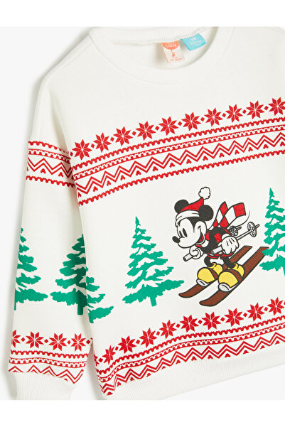 Koton Mickey Mouse Baskılı Pamuklu Şardonlu Uzun Kollu Sweatshirt