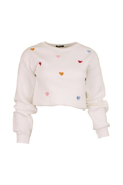 Ceylen Γυναικείο Κέντημα Καρδιά Crop Sweat