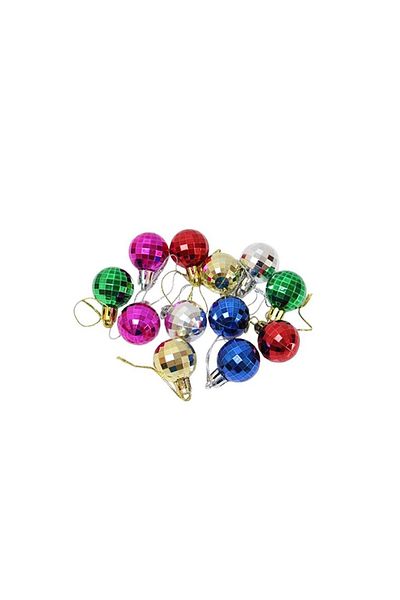 Parti Adresi New Year's Disco Balls - Pine Tree Ornament Colorful, 3 cm Set of 12