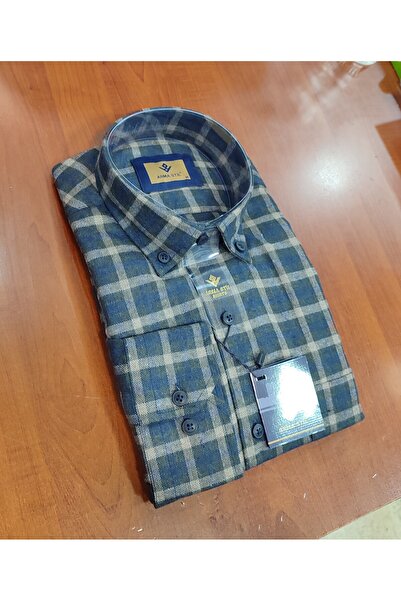 ARMA STİL Güncüoğlu%100 Yünlü Uzun Kollu Cepli Klasik Kışlık Erkek Gömlek