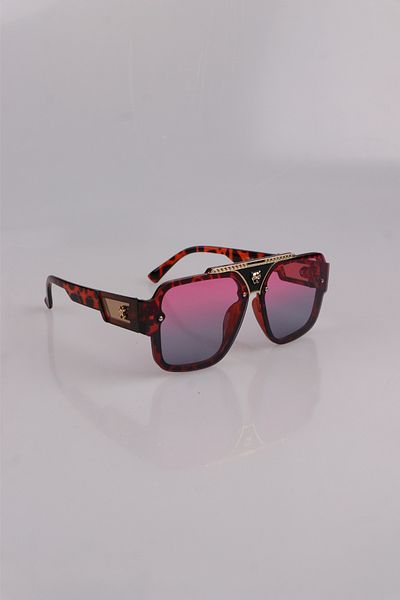 Eyesofia Aluer Colored Glass Leopard Frame Unisex Sunglasses