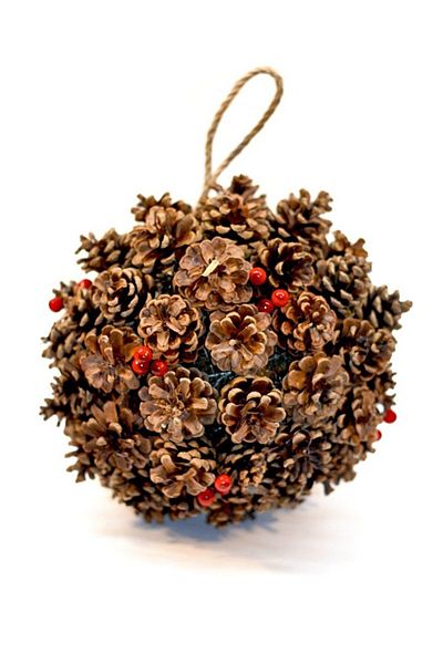 Parti Adresi Christmas Tree Ornament Natural Cone Ball with Berry 25 cm