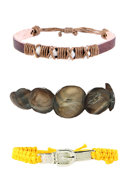 Dejavu حزمة سوار من الجلد والميلامين مع تفاصيل حبل الشكل