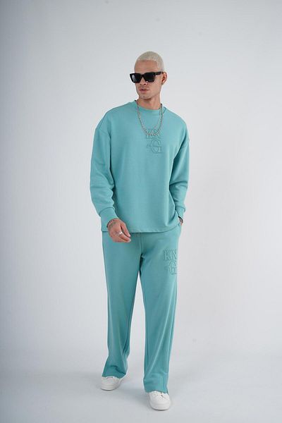 king brich Crew Neck Oversize Mold Double Set with Applique on the Front