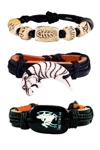 Dejavu Adjustable Size Unisex Bracelet Bundle with Rope and Leather Detail
